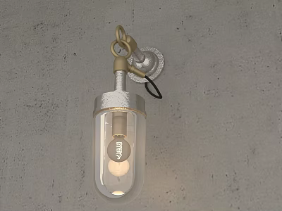 Modern Minimalist Wall Lamp with Transparent Glass and Metal Base on Concrete Wall 3d model