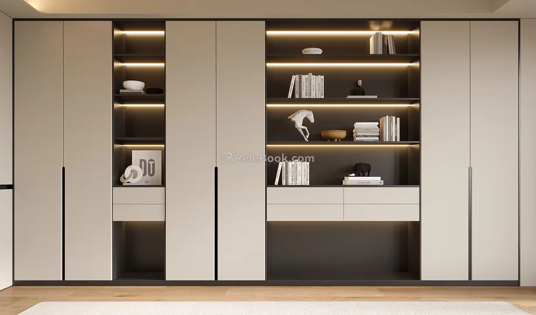 Modern Bookcase Full Wall Bookcase Open Bookcase 3d model