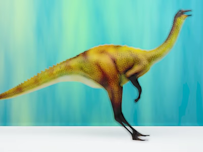 Colorful Reptile Dinosaur Standing In Blue Green Gradient Background With Detailed Skin Texture 3d model