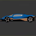 Blue Modern Sleek Concept Sports Car With Futuristic Aerodynamic Design And Orange Accents