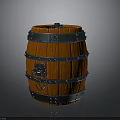Wooden Barrel With Metal Hoops Lock And Decorative Metal Fittings