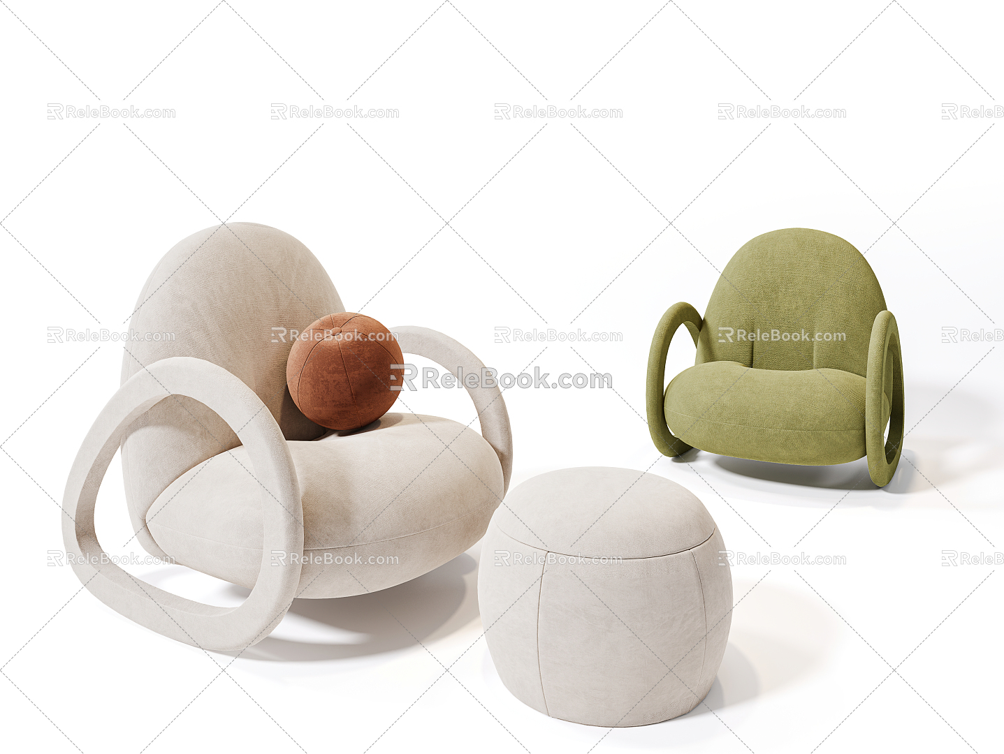 Modern Single Sofa Lazy Sofa 3d model