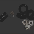 Various Car Tires Stacked And Individual With Shiny Wheel Rims On Dark Reflective Surface