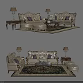 Classic Living Room Sofa and Coffee Table Set With Carved Details Lamps and Area Rug
