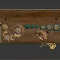 Wooden Carved Sideboard With Shelves Cabinets Displaying Cans Bread And Decorative Items