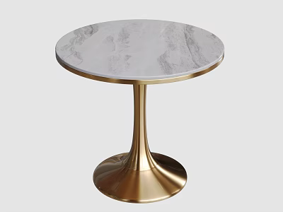 Elegant Round Marble Top Table with Gold Metal Pedestal Base Design 3d model