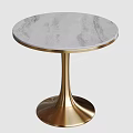 Elegant Round Marble Top Table with Gold Metal Pedestal Base Design