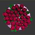 Elegant Sculpted Pink Striped Vase With Red Roses Display On Dark Background Surface