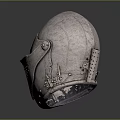 Medieval Knight Helmet With Metallic Surface And Riveted Face Mask Design 3d model