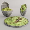 Modern potted moss potted combination 3d model