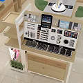 Cosmetics Specialty Store Interior With Organized Display Counters Lipsticks And Skincare Products