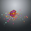 Creative Colorful Decorative Light With Scattered Small Colored Beads On Dark Background
