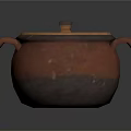 Hand Carved Terracotta Sculpture Clay Pot With Lid And Two Handles