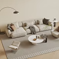 Modern Sofa Coffee Table Combination Single Sofa Stool Living Room Sofa 3d model