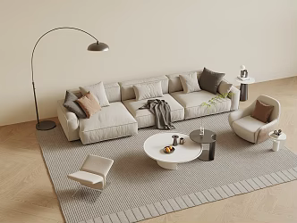 Modern Sofa Coffee Table Combination Single Sofa Stool Living Room Sofa 3d model