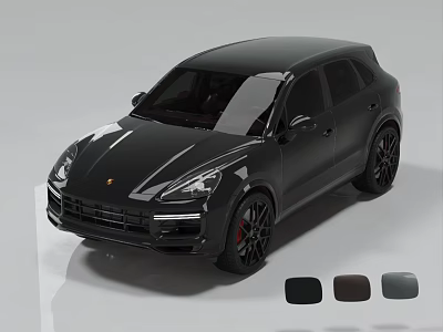Black Porsche SUV With Sleek Exterior Design And Color Options Including Brown Gray 3d model
