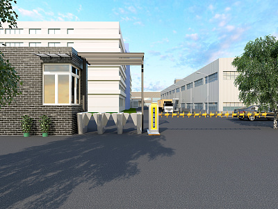 Modern Gate Factory Gate 3d model