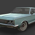 Classic Light Blue Sedan with Sleek Retro Body Design and Chrome Accents