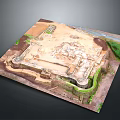 Ancient Ruins Scenic Landscape With Lush Green Vegetation And Stone Wall Structures
