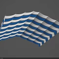 Blue And White Wavy Pattern Ceiling Drapery For Interior Decor 3d model