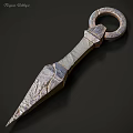 Handcrafted Metallic Dagger Weapon With Ring Pommel And Textured Blade