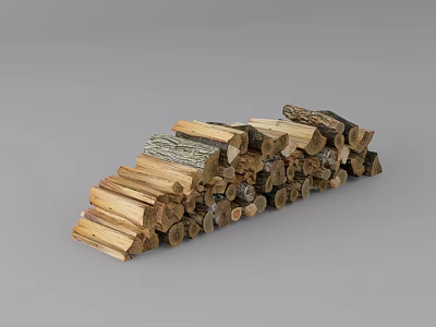 Creative Wooden Log Sculpture with Stacked Natural Wood Pieces Arrangement 3d model