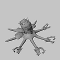 Fantasy Octopus Like Game Movie Character With Rock Head Multiple Tentacles And Pink Brown Color