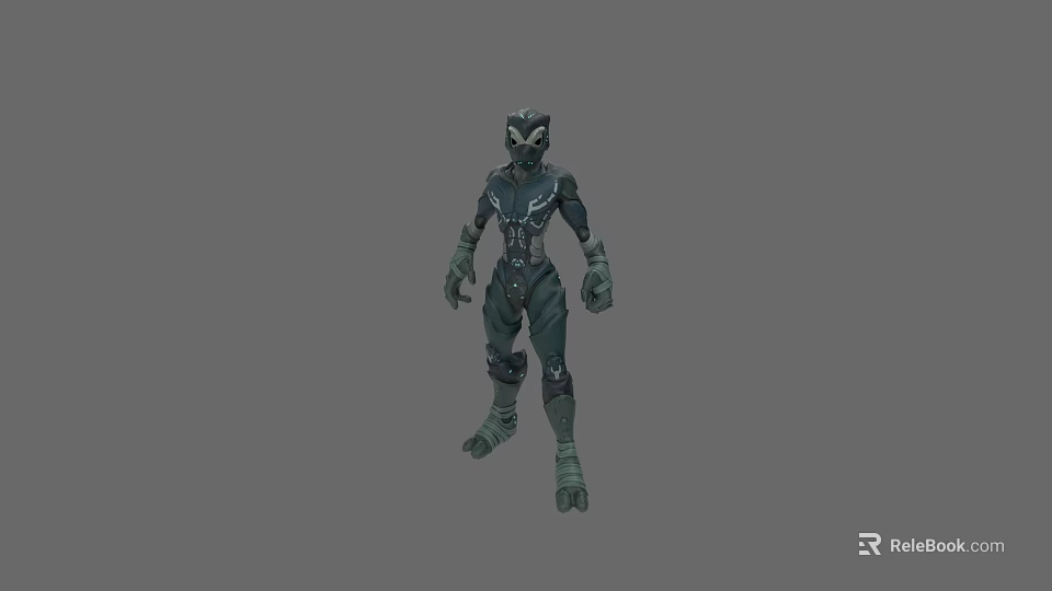 Armored Game Movie Character With Dark Green Tactical Suit And Helmet 3d model 