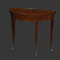 Classic Red Half Moon Wooden Table With Curved Top And Carved Legs