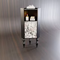 Elegant Wooden Chest of Drawers With Floral Pattern And Carved Black Legs