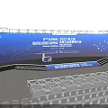 Indoor Stage Design With Blue Structure Arranged Seats And Modern Layout 3d model