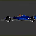 Blue Alpine Formula 1 Race Car with Sleek Bodywork Red Helmet and Large Wheels