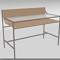 Modern Dressing Table with Black Metal Frame Glass Top and Brown Backboard 3d model