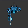 Futuristic Blue Robot Character In Game Movie With Mechanical Armor And Weapon