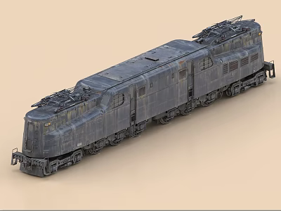 Vintage Metal Train Locomotive With Detailed Engine And Rustic Texture 3d model