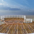 Elevated Spiral Walkway With White Railings And Wooden Supports In Open Grassland