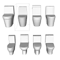 Various Modern Toilet Styles Showcasing Different Bathroom Fixture Designs 3d model