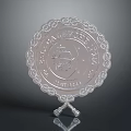 Silver Medal Award with Intricate Border Engraved Text and Pattern on Elegant Stand 3d model