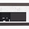 Modern TV Background Wall With Marble Texture Built-in TV And Floating Shelves