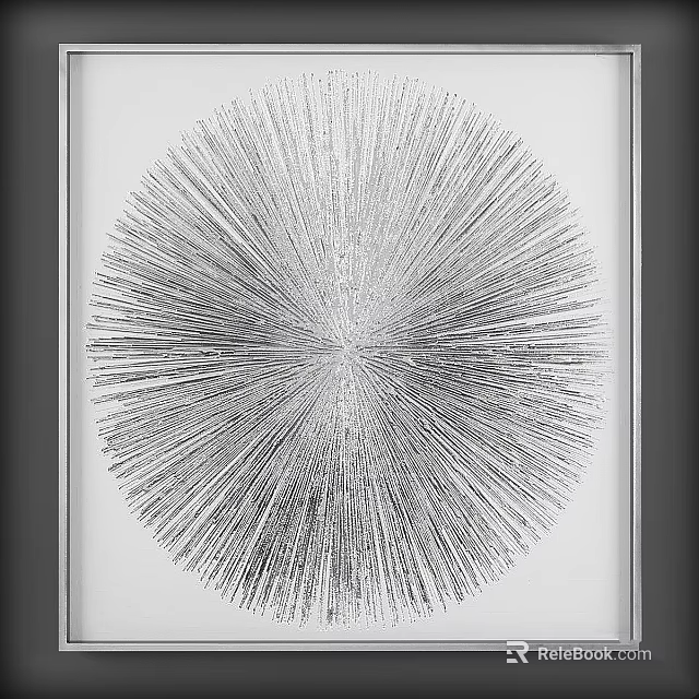 Modern Black and White Circular Radial Line Pattern Abstract Decorative Art 3d model 