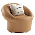 Plush Cream Single Sofa With Soft Brown Cushion And Curved Armrest Design