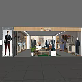 Men's Fashion Clothing Store With Suits Display Racks And Window Mannequins