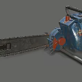 Powerful Blue Electric Chainsaw With Metal Frame Red Components And Sharp Chain 3d model