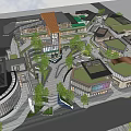 Modern Commercial Complex With Glass Facades Greenery And Open Plaza For Pedestrians