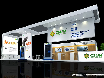 CSUN Exhibition Booth Display With Poly Mono Perovskite Solar Modules 3d model