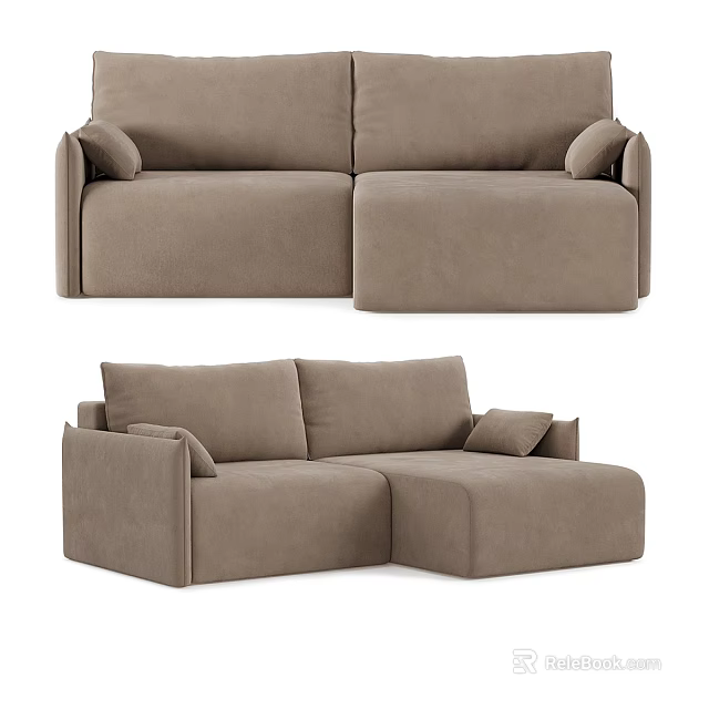 Modern Brown Fabric Sectional Sofa With Modular Design And Comfortable Seats 3d model