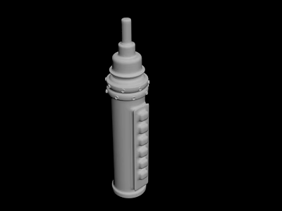 White Columnar Sculpture Carving With Top Knob And Rectangular Grooves Design 3d model