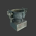 Ancient Chinese Bronze Vessel With Dual Handles Square Base And Intricate Patterns 3d model