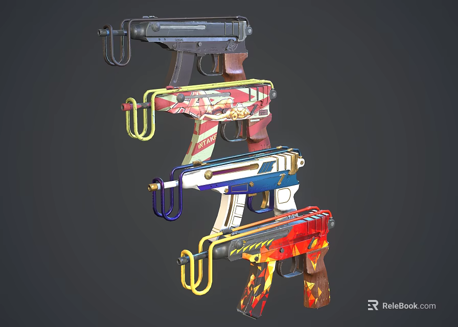 Colorful Designed Pistols With Various Styles For Modern Weapon Collection 3d model 