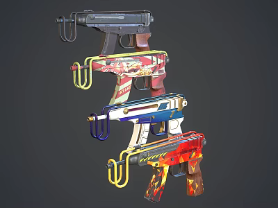 Colorful Designed Pistols With Various Styles For Modern Weapon Collection 3d model